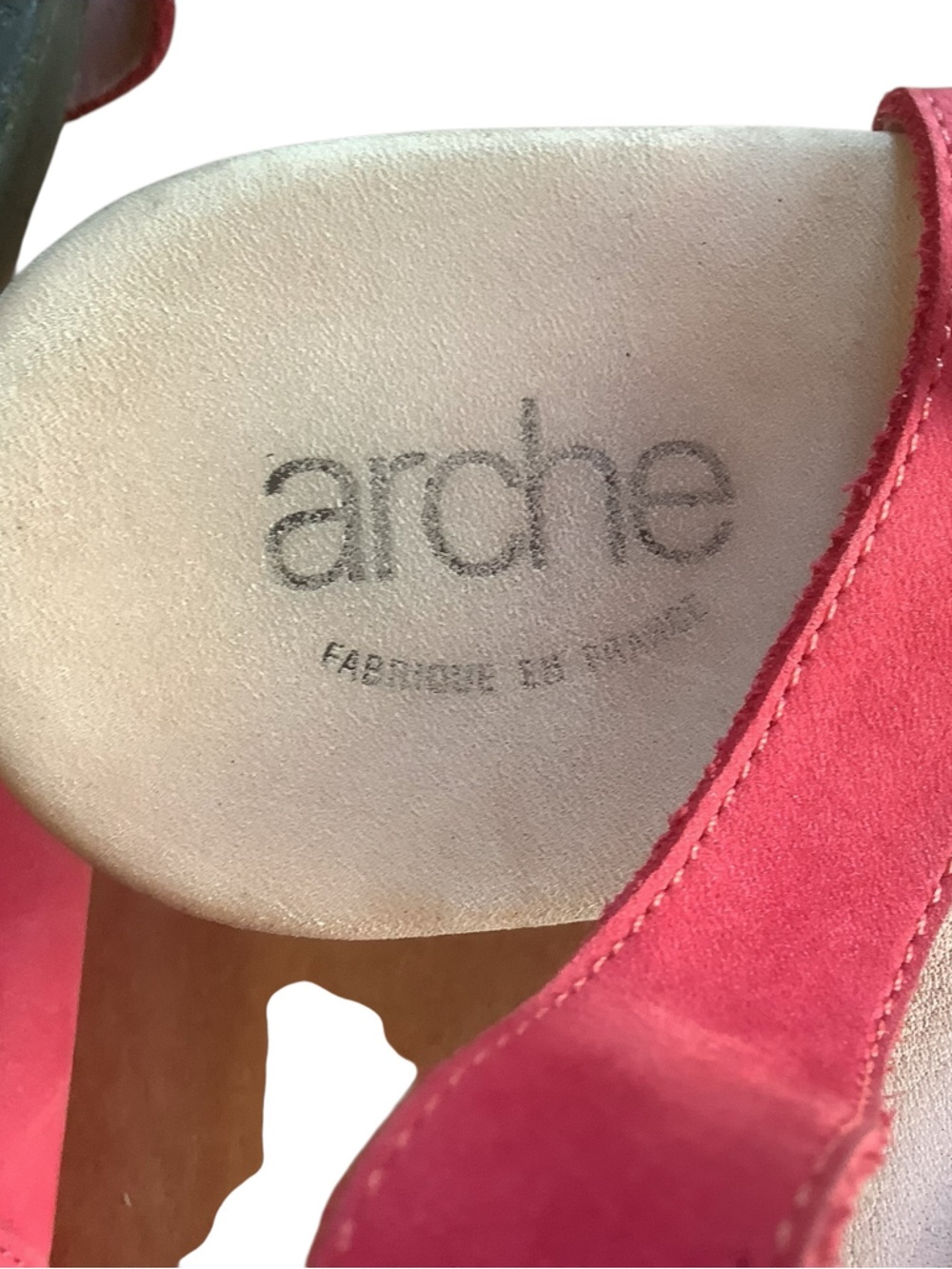 Arche Pink Nubuck Wedge Sandals Comfort Walking Slingback EU 43 Fits US 10 - Picture 8 of 9